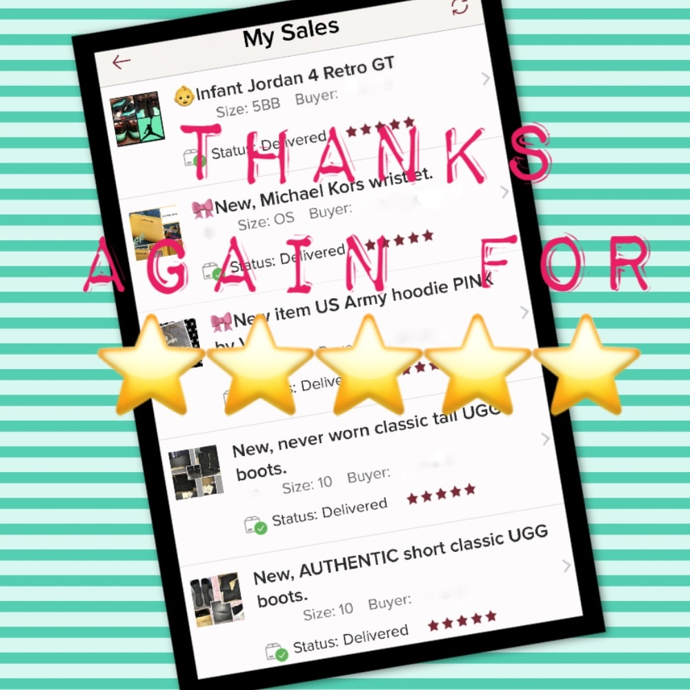 Thanks again to all my wonderful buyers.